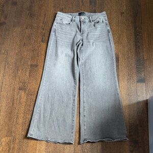 White House Black Market Gray High-Rise Wide Leg Jeans